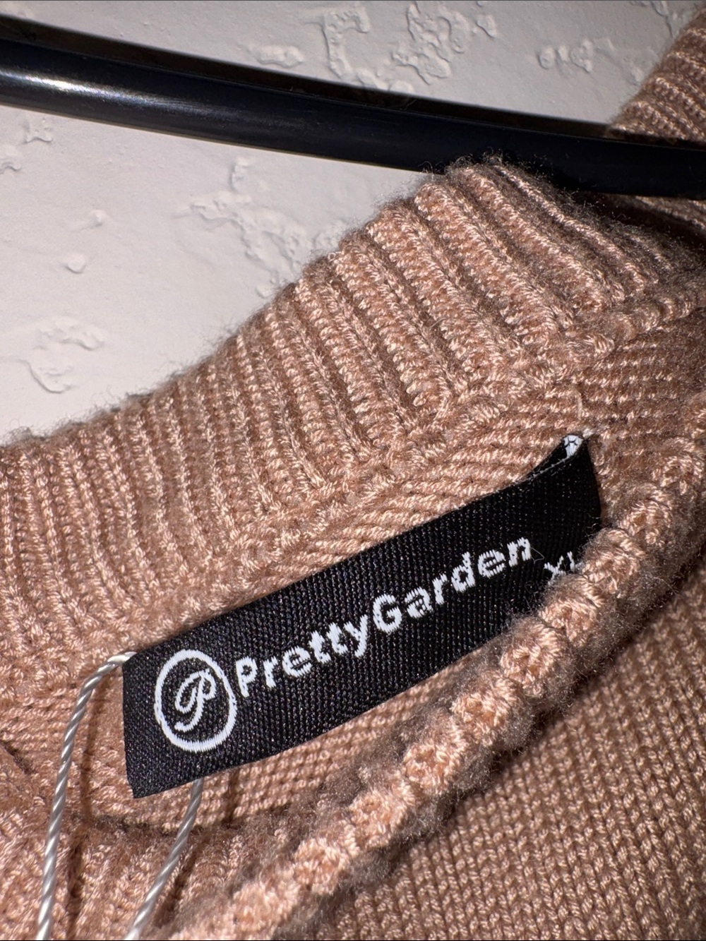Off-the-Shoulder Women's Sweater in Light Taupe - Picture 3 of 7